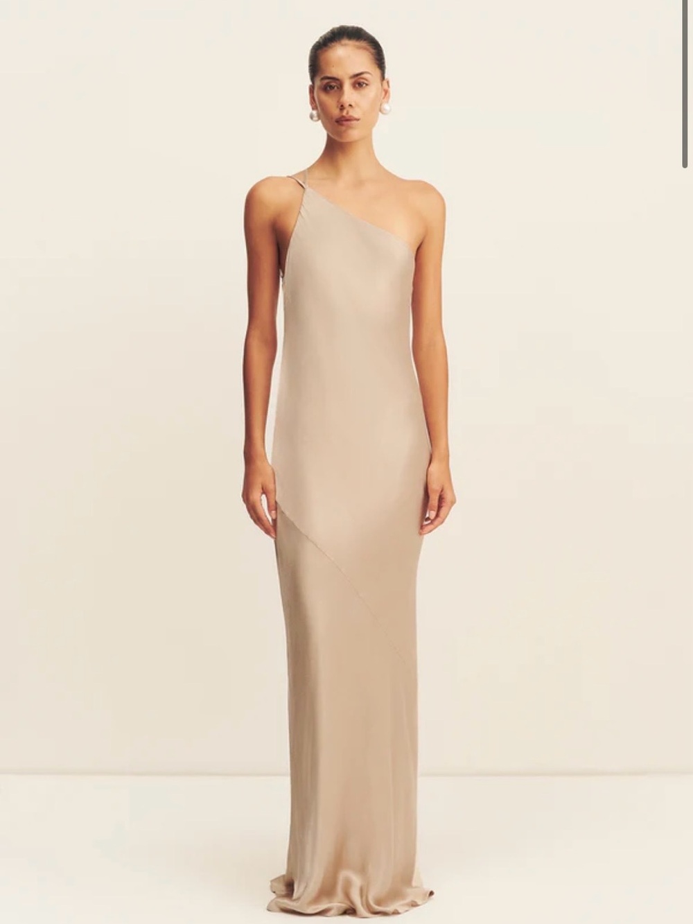 Shona Joy - La Lune One Shoulder Cowl Back Maxi Dress - Gold - Size 0